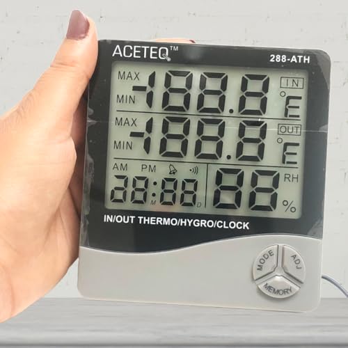 Image of LABART 288-ATH Plastic Digital Indoor Outdoor Hygro Thermometer with Clock