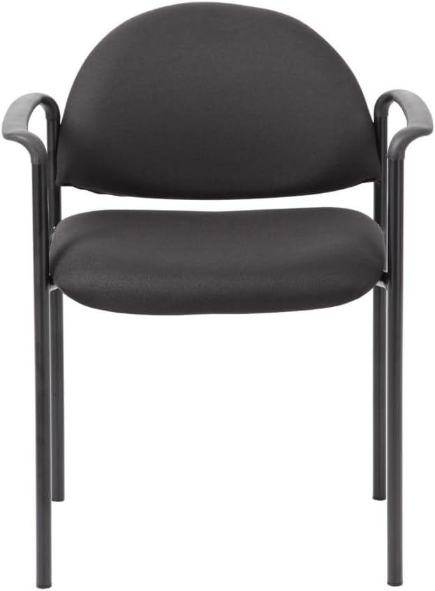 BOSS Office Products Dimond Fabric Stacking Chair with Arms in Black (B9501-BK)