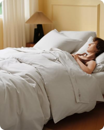 Bedsure Cooling Duvet Cover Queen Size, Cotton & Rayon Derived from Bamboo Blend Duvet Cover Set for...