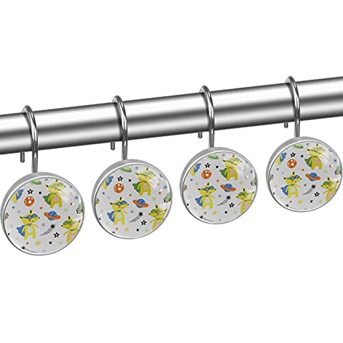 Crochets pour rideau de douche univers espace blanc en acier - 3