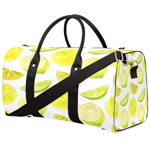 Slice Lemon Travel Duffel Bag, Summer Fruit Sports Tote Gym Bag, Foldable Weekender Overnight Bag, Luggage Handle Bag for Women Men