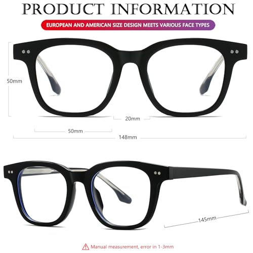 Image of AIEYEZO Fashion Blue Light Glasses for Women Men Retro Anti-Blue Light Eyeglasses TR90 Square Frame Computer Glasses