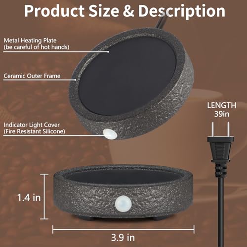 Mug Warmer,Coffee Warmer for Desk Candle Warmer,Safely Releases Scents Without a Flame,Electric Beverage Warmer Plate for Heating Coffee, Beverage, Milk and Tea(Black-No Cup) - Thumbnail 3