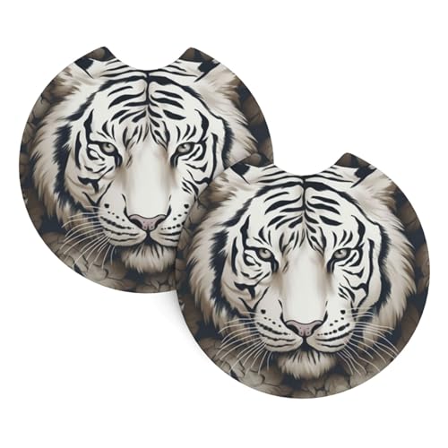 Portavasos para carro con diseño Tigre blanco 2 pcs miniatura 7