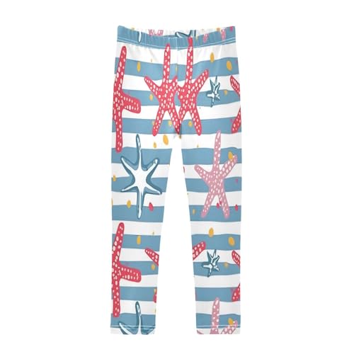 Bolaz Toddler Girls Leggings Printed Yoga Pants Leggings Starfish Striped Background for Kids