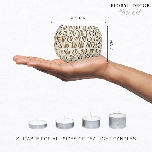 Image of Floryn Decor Morrocan Mosaic Candle Holders | Home Light Decorations Items | Mosaic Glass Tealight Holder | Best lamp for Diwali Decoration | Pack of 2 (with 2 Tealight Candle Free)
