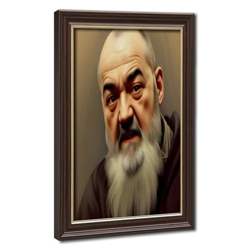 Impression sur toile Saint Padre Pio de qualité supérieure avec cadre de décoration murale