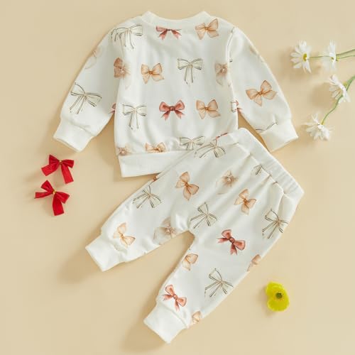 Mubineo Toddler Baby Girl Clothes Cute Long Sleeve Sweatshirt Sweatpant Outfits Fall Winter Tops Pant Outfit Sweatsuit3