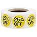 InStockLabels 25% Percent Off Stickers 3/4 Inch 500 Adhesive Stickers, Yellow With Black Lettering