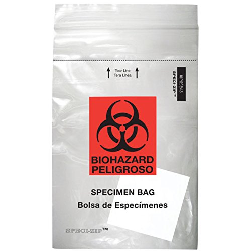 2Pocket ZipClosure Biohazard Specimen Bags 6" x 9