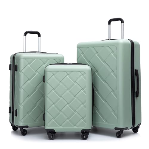 Rotating wheel hard shell ABS suitcase set Lightweight and durable suitcase, 8-piece set (Green + Polypropylene)2