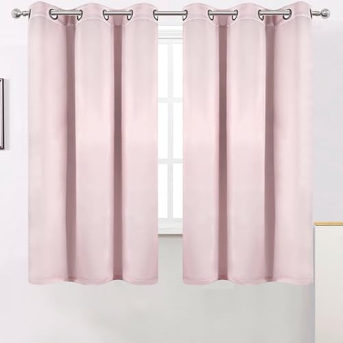 LEMOMO 100% Blackout Curtains 40 x 63 Inches Long Thermal Insulated Baby Pink Curtains with Black Liner Set of 2 Panels for Nursery Room by LEMOMO - Used condition - Image 2