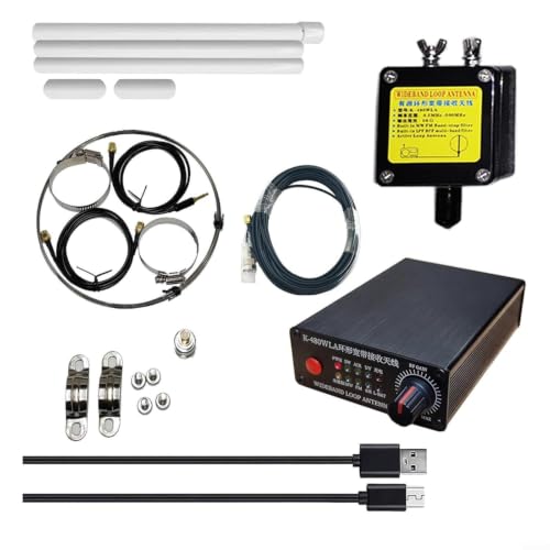 K-480WLA - Antena de anillo activa (rango completo, 500 kHz, 1 GHz, 0-30 dB, ajustable, MW/SW/FM/AIR/UVHF, para Tecsun S2000/PL-990, Sangean 909X2, para icom, para Yaesu, 68 cm de diámetro, tipo C (5
