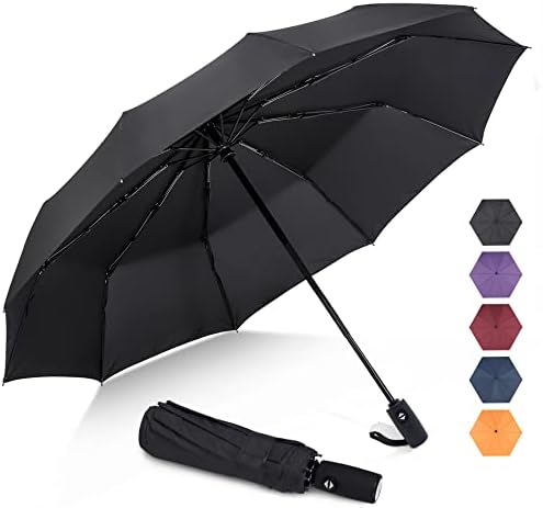 ZOMAKE Travel Umbrella for Rain, Windproof Auto Open Umbrellas, Compact Folding Portable for Men Women Seniors Reinforced Frame Quick Dry(10 Ribs)