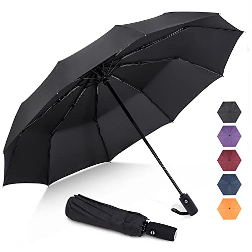 ZOMAKE Paraguas Plegable Antiviento,Pequeño Paragua Protección Solar UV para Mujer Hombre,Mini Umbrella con Apertura y Cierre Automático,Resistente al Viento de Secado Rápido(Black)