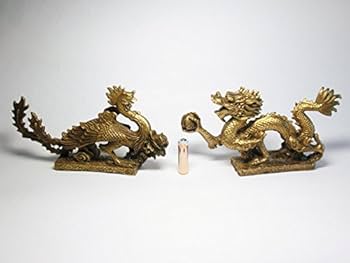 風水　龍 と鳳凰 　オブジェ 風水 鳳凰と龍 2体セット ゴールド ドラゴン 置物 フェニックス