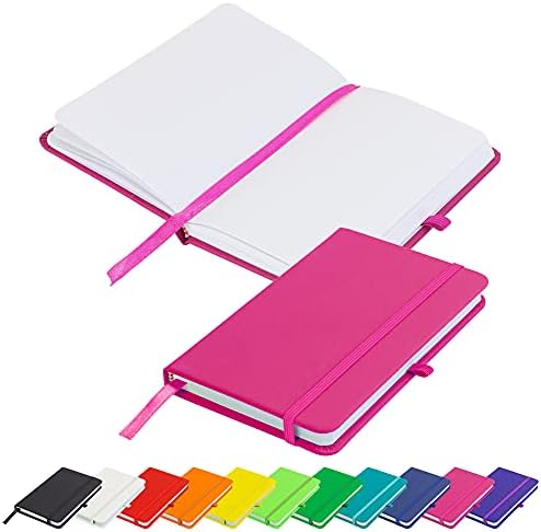Blanco Basic A6 Notebook Unlined Plain Page New Hardback Journal with Pen Loop, Elastic Closure, Ribbon Marker and Pen Loop Notepad Note Book Notes Diary Pad (Black)