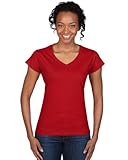 gildan t shirt mockup  Gildan: Ladies` Softstyle® V-Neck T-Shirt 64V00L, Größe:M;Farbe:Red
