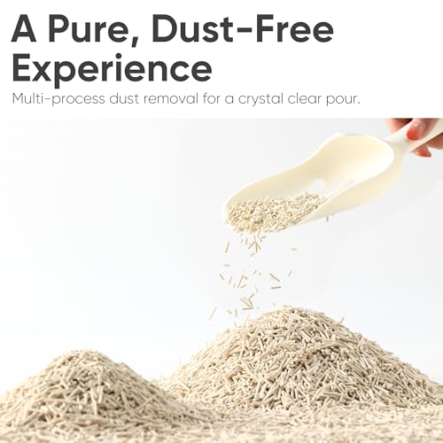 Image of FUKUMARU Tofu Cat Litter - Natural Lightweight Corn Starch Blend Cat Litter Pellets, 99.9% Dust Free Quick Clumping, Effective Odor Control, Flushable, Low Tracking, 24 LBS (4 Packs)