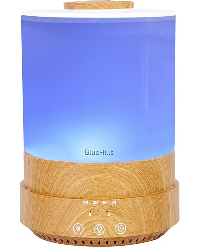 BlueHills Premium 2500 ML XL Essential Oil Diffusers for Large Room Aromatherapy Fragrance Diffuser Humidifier Combo High Mist Large air Diffuser for Essential Oils for Home Light Wood Grain F005