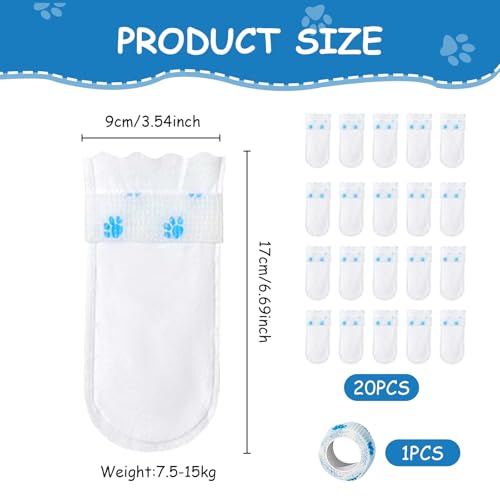 QIYUDA Disposable Dog Booties 20 Count Waterproof Adjustable Dog Cat Shoes Boots Mud Paw Protection Feet Covers