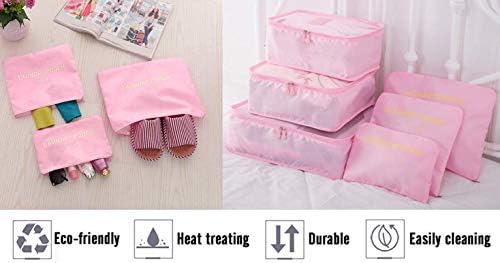 Vicloon Packing Cubes, 8 PCS Travel Organiser Packing Bags Travel Luggage Packing Organizers with Shoe Bag for Clothes Suitcase Shoes (Pink)