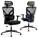 Ergonomischer Bürostuhl Mit Hoher Rückenlehne, Atmungsaktiver Netzstuhl Mit Lendenwirbelstütze, 360° Drehbarer Schreibtischstuhl Mit 3D-Armlehnen Und Kopfstütze Für Zuhause, Büro, Spielzimmer