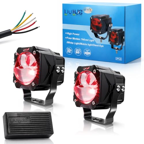 LIU HJG 3 Lens Gorilla Fog Light Waterproof & Dustproof 60W Each (120W Total) 12V-80V DC Power Yellow, White, Warm White, Red Devil Eye Light Reflecti