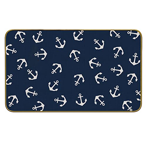 Mingnei Tapete de puerta de ancla azul marino para entrada de barcos, anclas, temática náutica, tapete para casa, interior, exterior, entrada, 30 x 17 pulgadas, tapete de bienvenida