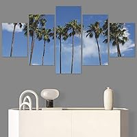 SIGNWIN 5 Panel Canvas Wall Art Palm Tree for Home Decorations Ready to Hang - 60