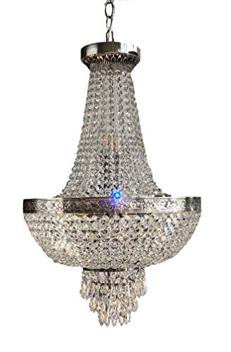 Kristall Korblüster,Kristall Hängeleuchte, PLAZA 7 Flammig Ø40cm Silber gefertigt aus geschliffenen Kristallen PGA Lights® Cover