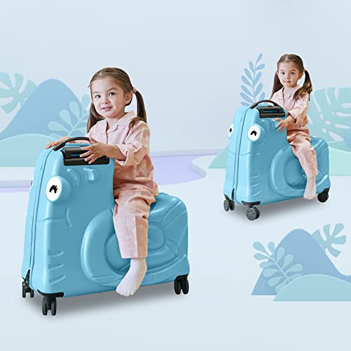 Kids Luggage, Kids Ride-on Luggage with Spinner Wheels Suitcase, Kid's Ride-On Suitcase Help Your Child Relax, Carry On Trolley Luggage with Password Lock, 22"4