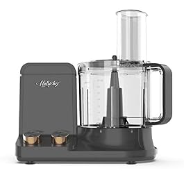 NutriChef Food Processor 2 Liter Capacity – Multipurpose & Ultra Quiet Powerful Motor – Includes 6 Attachment Blades – 12 Cup Capacity – Pre-Set Speed For Easy Use – Black Chrome & Space Gray