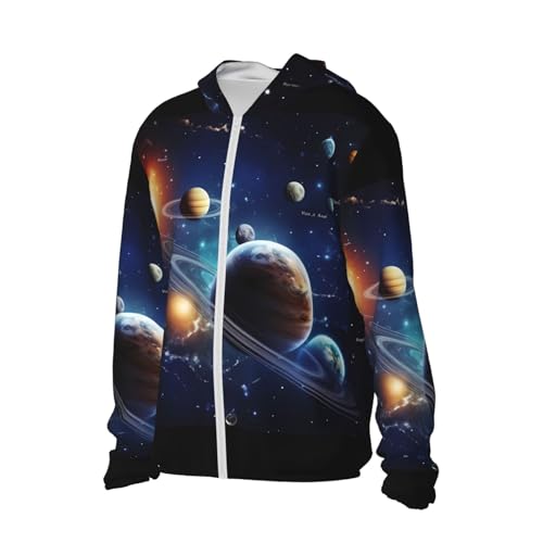 KIROJA Planets Stars And Milky Way Galaxy Print Sun Protection Hoodie Sun Shirt Athletic Shirts Long Sleeves Sunscreen Unisex2
