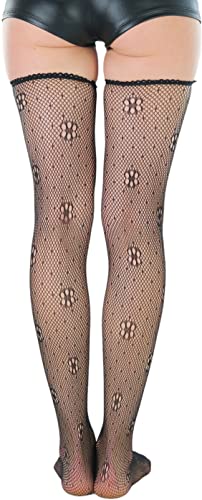Image of ToBeInStyle Women's Sexy Nylon Versatile Fine Fishnet Thigh High Stockings w /Opaque Band