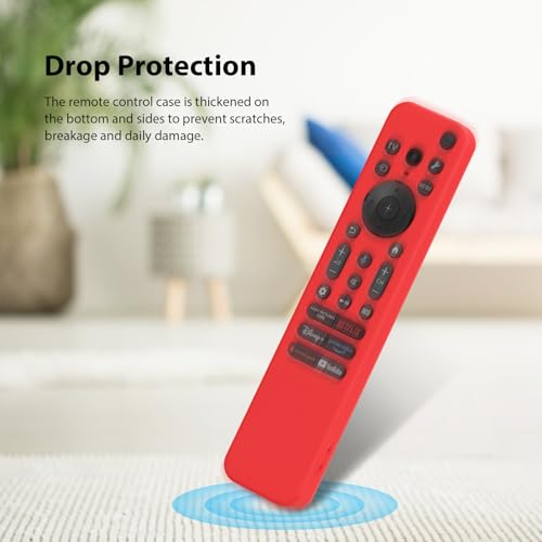 Image of Silicone Cover Case Compatible with Sony Bravia Smart Tv 2023 2024 2025 Voice Remote RMF-TX910U (Red) [Remote NOT Included]