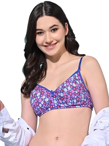 Image of FIMS - Fashion is my style Women Cotton Blend Padded Non-Wired Everyday Bra Pack of 1 Cup- B Multicolor
