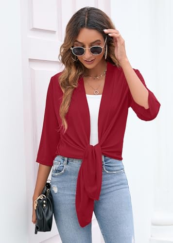 Image of Heymoments Women's Lightweight Open Front Cardigans 3 /4 Sleeve Casual Soft Drape Fall Cardigan S-2XL