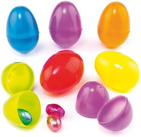 Electoys Easter Eggs 6CM | Easter Decorations & Gifts | Chocolate Fillable Plastic Eggs for Basket | Large Egg for Crafts for Kids | Egg Hunt Supplies & Plastic Egg for DIY Craft Kit | Pack of 12
