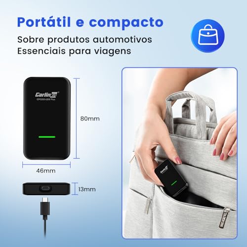 Adaptador USB para CarPlay sem fio CarlinKit 3.0 para carros com CarPlay com fio de fábrica (ano do