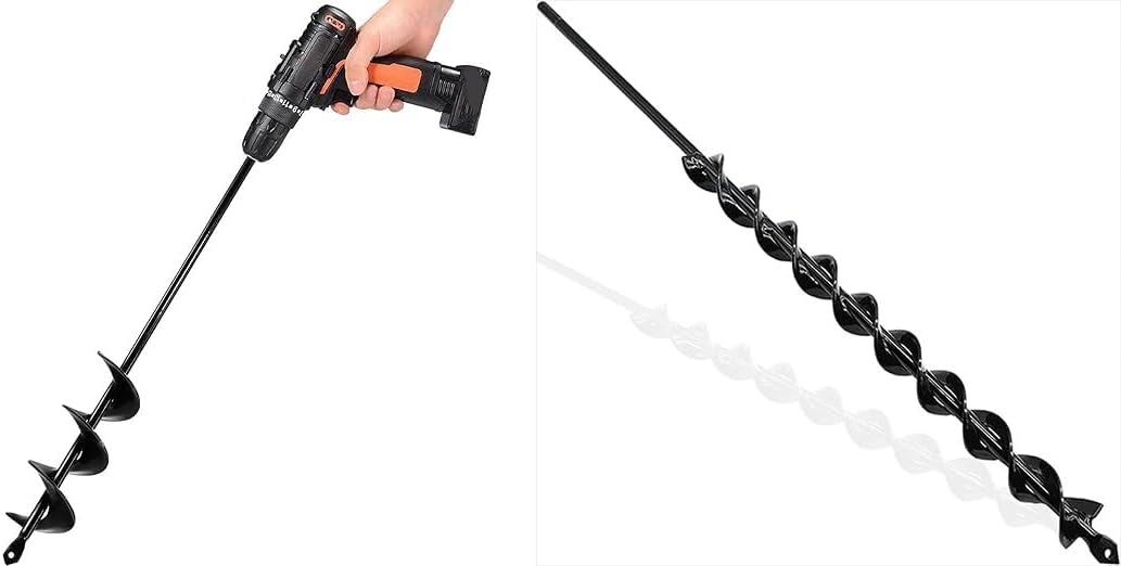 TCBWFY Auger Drill Bit for Planting 1.6x16.5inch Extended Length Garden Auger Spiral Drill Bit,TCBWFY 24 Inch Auger Drill Bit for Planting - 1.2"x24" Long Handle Easy Planter Garden Auger