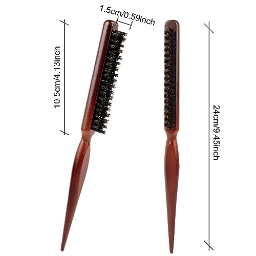 Haarbürste Sleek Bun Teasing Hair Brush Wildschweinborsten Weiche Naturborsten Toupierbüste Holzgriff für Sleek Zopf