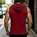 Sdeycui Mens Sleeveless Shirts Hoodie Drawstring Fashion T-Shirts Solid Color Workout Basic Business Tshirts Red