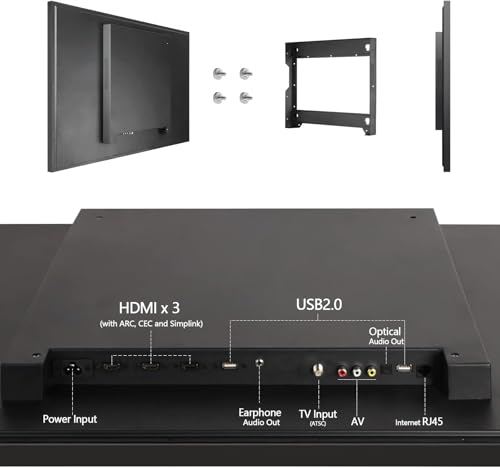 Image of 55 inch 4K UHD Smart Mirror TV for Bathroom - IP65 Waterproof, Built-in Alexa Voice Control, ATSC Tuner, webOS System, Wi-Fi & Bluetooth - Model HYM55A (2026)