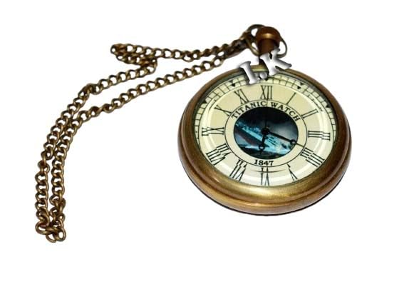 Vintage Brass Pocket Watch Titanic with Antique Finish Collectible Antique Brass Pocket Watch Titanic Watch Gifts Item-image-5