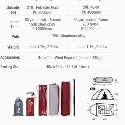 Carpa para camping para 1 persona en nylon gris miniatura 6