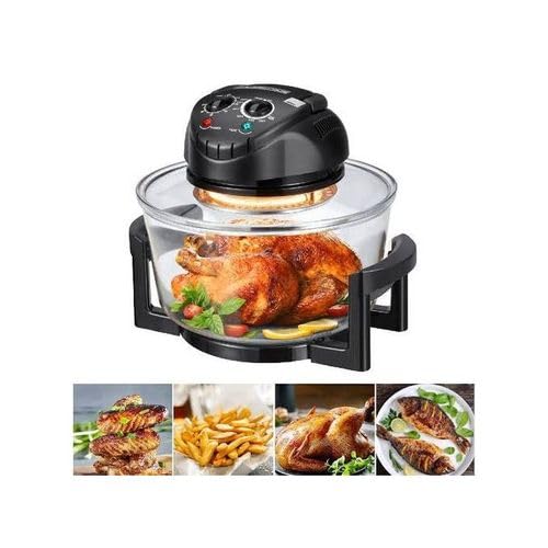 Matiko 13L Glass Air Fryer, Visible Convection Oven 1400W with Timer, Adjustable Temperature, Oil-Free Electric Fryer for Chicken, Steak, Fish, Shrimp | Halogen oven Convection Halogen Oven-image-3