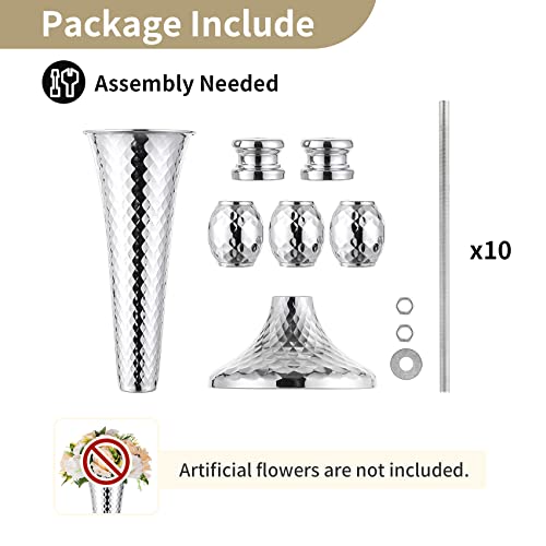 Trumpet Vase Wedding Centrepieces for Tables: Nuptio 10 Pcs Silver Vase 61cm Tall Flower Stand Road Lead for Weddings Party Dinner Centrepiece, Tabletop Vases for Anniversary Birthday Home Decoration by NUPTIO - Image 6