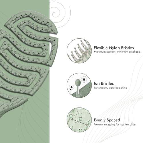 Image of IKONIC Me Spiral Vent Hair Brush IKM-2119 Eco Conscious, Open Vent Fast Dry Design, Anti Frizz Ion Bristles, Flexible Scalp Fit, Zero Breakage Detangling, Smooth Shiny Hair - Jade Green