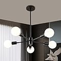 Kalium 5 Light Sputnik Chandeliers for Dining Room, 42 Inch Modern Light Fixture Over Table, Height Adjustable Farmhouse Chandelier for Bedroom, Living Room, E26 Socket (Bulb Not Included)